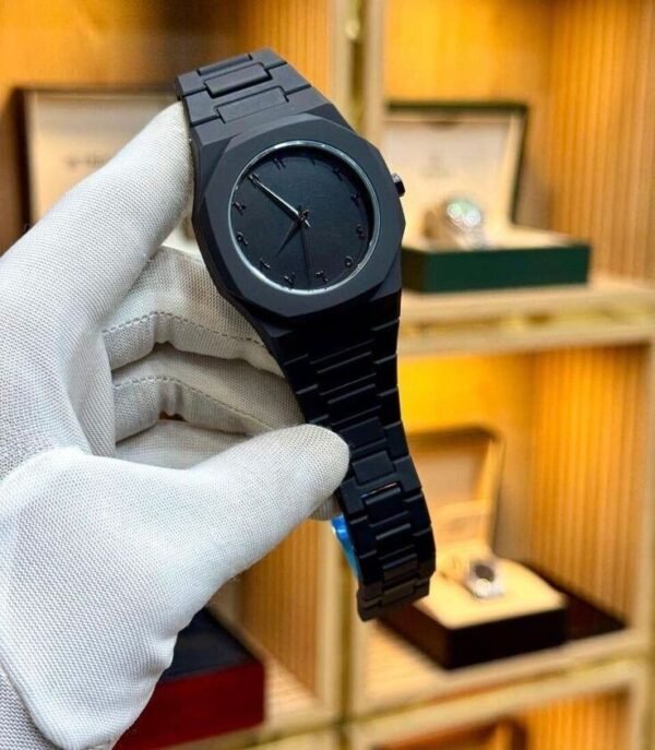 "Black Aura Luxury All-Black Stainless Steel Wristwatch